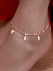 MINUTIAE Rose Gold-Plated Stones Studded Anklet