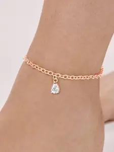 MINUTIAE Rose Gold-Plated Artificial Stones Anklet