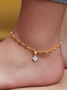 MINUTIAE Gold-Plated Crystals Studded Anklet