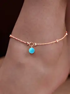 MINUTIAE Rose Gold Plated Artificial Stones and Beads Anklet