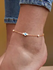 MINUTIAE Gold-Plated Crystal Studded Anklet