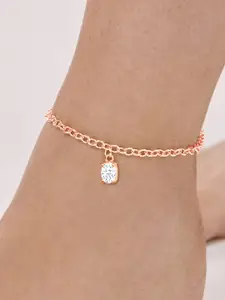 MINUTIAE Rose Gold-Plated Artificial Stones Anklet