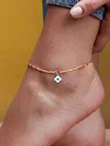 MINUTIAE Gold-Plated Artificial Stones Studded Anklet