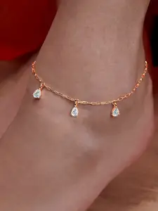 MINUTIAE Gold-Plated Artificial Stones Studded Anklet