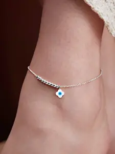 MINUTIAE Silver-Plated Stone Studded Link Anklet