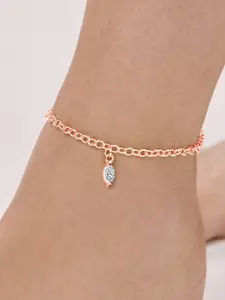 MINUTIAE Rose Gold-Plated Artificial Stones Studded Anklet