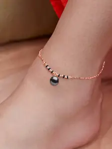 MINUTIAE Rose Gold Plated Artificial Stones and Beads Anklet