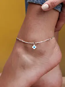 MINUTIAE Silver-Plated Artificial Stones Studded Anklet