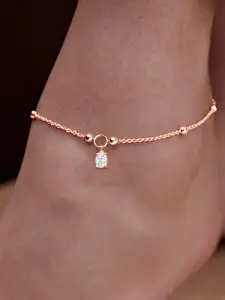 MINUTIAE Rose Gold-Plated Artificial Stones Anklet