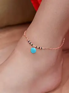 MINUTIAE Rose Gold-Plated Artificial Stones and Beads Anklet