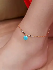 MINUTIAE Gold-Plated Artificial Stones and Beads Anklet