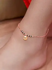 MINUTIAE Rose Gold Plated Artificial Stones and Beads Anklet