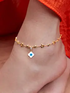 MINUTIAE Gold-Plated Crystal Studded Anklet