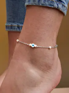 MINUTIAE Silver-Plated Crystals Studded Anklet
