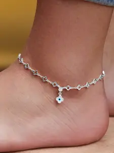 MINUTIAE Silver-Plated Crystals Studded Anklet