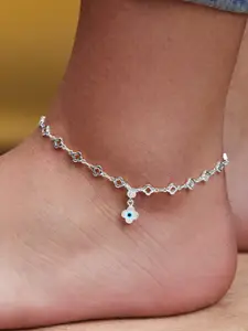 MINUTIAE Silver-Plated Crystals Studded Anklet