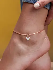 MINUTIAE Rose Gold-Plated Stone Studded Anklet