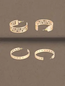 Adwitiya Collection Set of 2 Gold-Plated Brass Classic Hoop Earrings