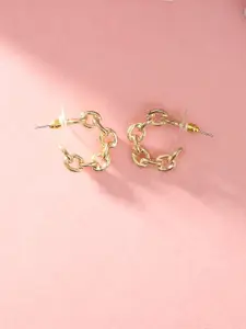 Adwitiya Collection Gold-Plated Contemporary Half Hoop Earrings