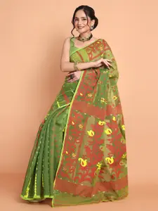 TANTLOOM Woven Design Jamdani Saree