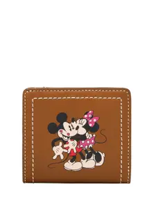 Fossil Women Mickey And Friends Printed Leather Two Fold Wallet
