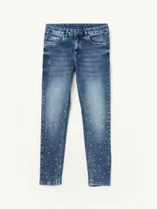 Fame Forever by Lifestyle Girls Slim Fit Heavy Fade Embellished Jeans