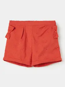 Juniors by Lifestyle Infant Girls Self Design Schiffli Pure Cotton Bow Short