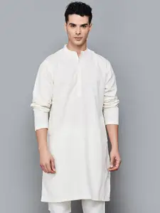 Melange by Lifestyle Mandarin Collar Cotton Straight Kurta