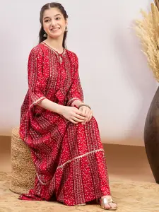 Stylo Bug Girls Print Tie-Up Neck Maxi Dress