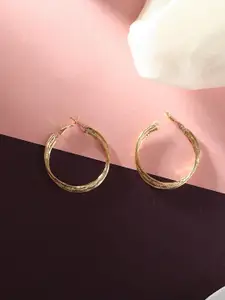 Adwitiya Collection Gold-Plated Twisted Classic Hoop Earrings
