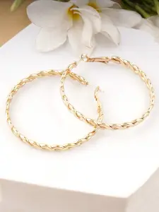 Adwitiya Collection Gold-Plated Classic Interwined Hoop Earrings