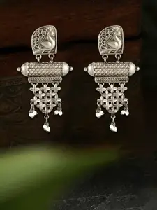 Adwitiya Collection Silver-Plated Artificial Beads Beaded Oxidised Classic Drop Earrings