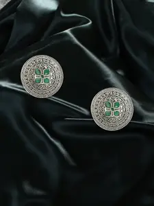 Adwitiya Collection Silver-Plated Oxidised Classic Studs