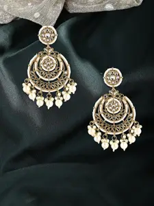 Adwitiya Collection Gold-Plated Stones Studded & Beads Beaded Classic Chandbalis