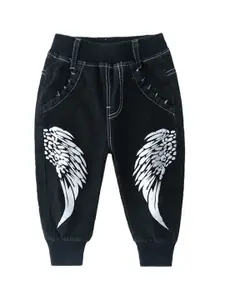 StyleCast Boys Navy Blue Graphic Printed Cotton Joggers