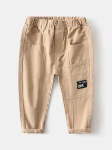 StyleCast Boys Beige Mid Rise Cotton Joggers