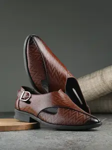 House of Pataudi Men Textured Shoes Style Sandals