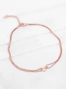 GIVA Set of 2 925 Silver Rose Gold-Plated Anklet