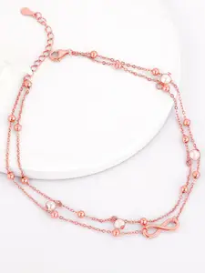 GIVA Rose Gold-Plated 925 Silver Pearls Anklet