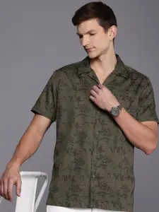 Louis Philippe Jeans Pure Cotton Slim Fit Tropical Printed Casual Shirt