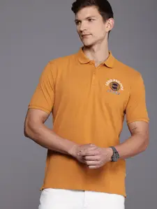 Louis Philippe Jeans Pure Cotton Brand Logo Embroidered Polo Collar Slim Fit T-shirt