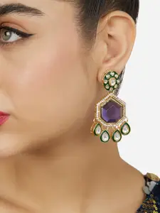 Zaveri Pearls Gold-Plated Austrian Diamonds Studded Drop Earrings