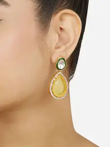 Zaveri Pearls Gold-Plated Austrian Diamonds Studded Drop Earrings