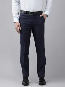 Van Heusen Men Checked Slim Fit Formal Trousers