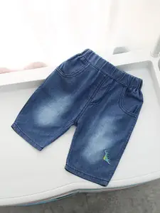 StyleCast Boys Navy Blue Washed Mid Rise Cotton Denim Shorts