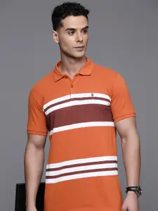 Louis Philippe Sport Striped Polo Collar Slim Fit T-shirt