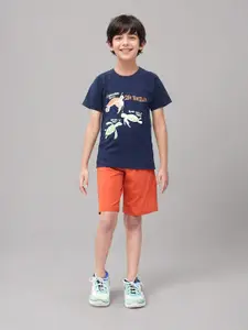 Toonyport Boys Printed Round Neck Pure Cotton T-shirt with Shorts