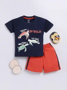 Toonyport Boys Printed Round Neck Pure Cotton T-shirt with Shorts