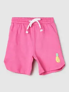 max Girls Solid Mid-Rise Regular Fit Cotton Casual Shorts