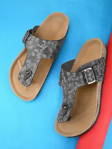 The Roadster Lifestyle Co. Men Grey Printed Slip-On Sandals
